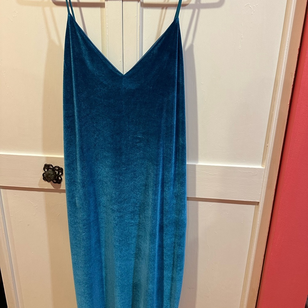 Zara Teal Velvet Dress